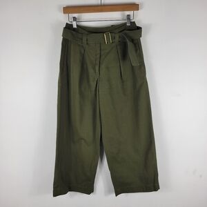 MaxMara Weekend Belted High Waist Wide Leg Crop Pleated Trouser Pants